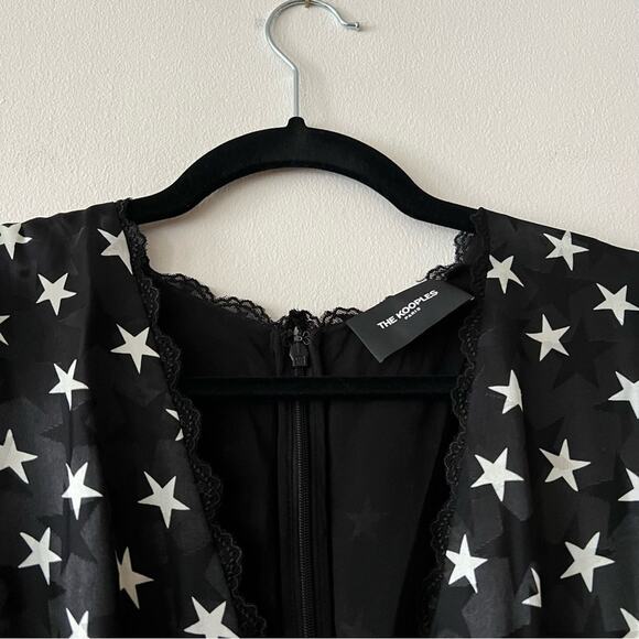 The Kooples Star Boulevard Lace Trim Black Satin Mini Dress - Picture 6 of 10